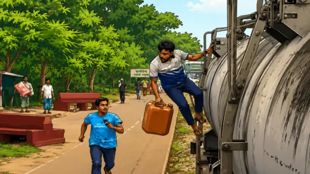 রাজশাহীতে চলন্ত ট্রেন থেকে তেল চুরি