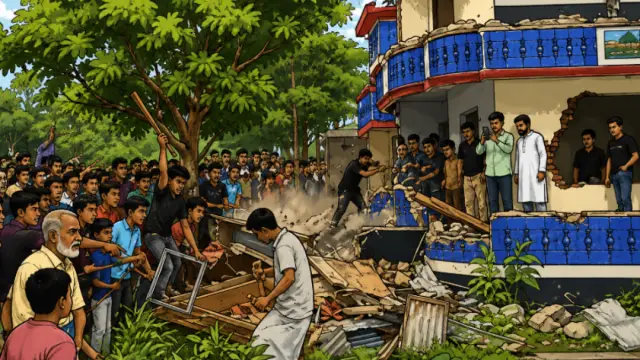 পাবনায় শিশু ধর্ষণ-হত্যা:  প্রধান আসামির বাড়ি গুঁড়িয়ে দিল বিক্ষুব্ধ জনতা