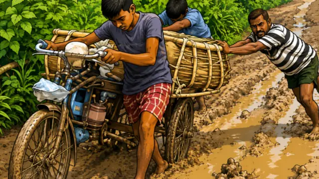 সিংড়ায় দেড় কিলোমিটার কাঁচা রাস্তায় হাজারো মানুষের ভোগান্তি